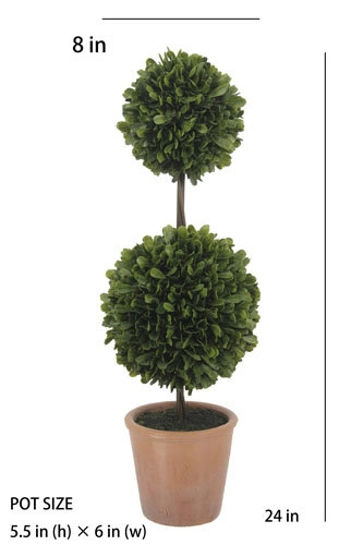 24" Artificial Boxwood Plant in Topiary Pot