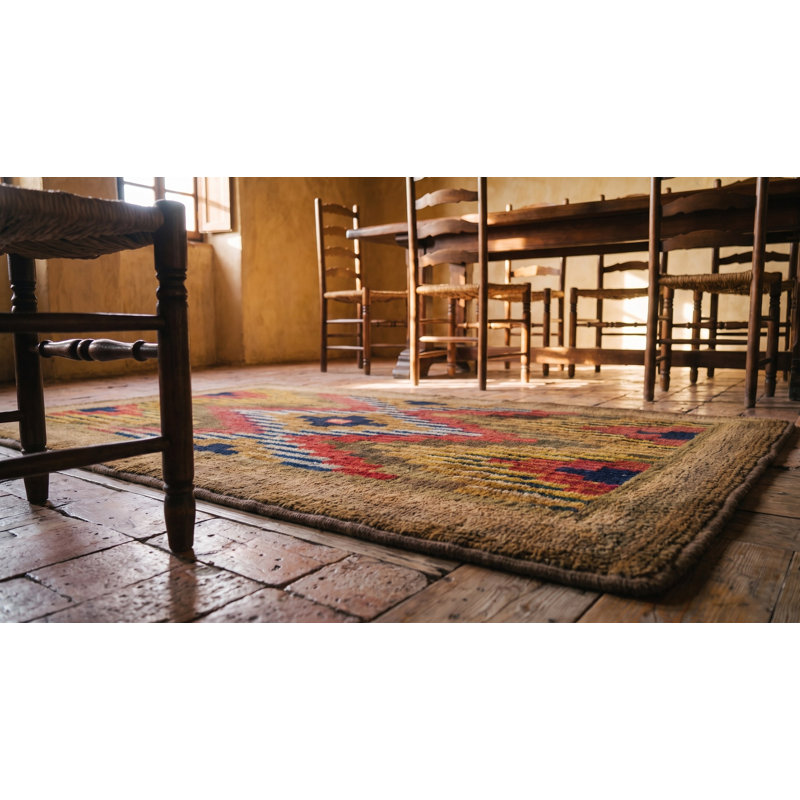 Antique American Hooked Rug Small Scatter Size Wool & Cotton Brown