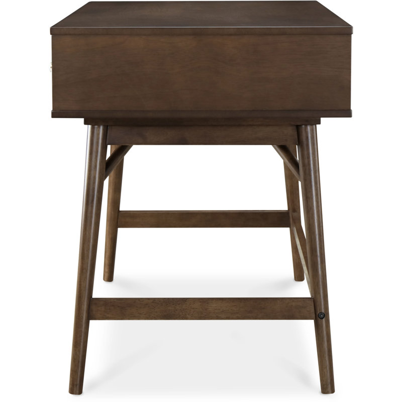 Medium Brown and White Rubberwood Writing Desk with Drawers