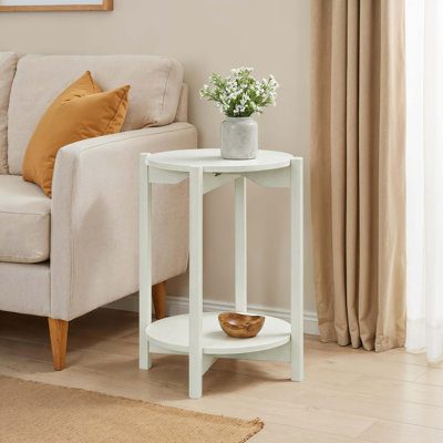 Table d'appoint ronde de style transitionnel avec tablette ouverte