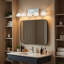 Éclairage pour meuble-lavabo à 5 lumières 29 po en chrome et métal avec abat-jour en verre transparent pour la salle de bain (ampoules non incluses)-109616271-118588137
