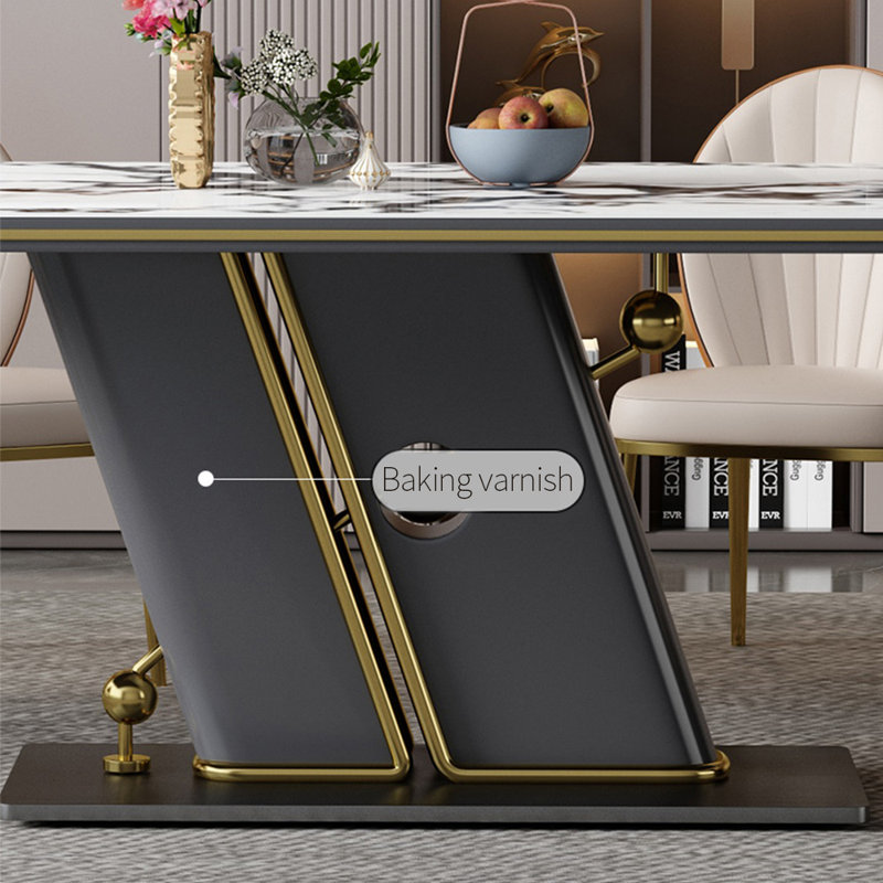 Light luxury sintered stone dining table, H 29,53 po x L 70,87 po x l 31,5 po