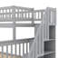 Lit superposé simple au-dessus d'un lit double avec lit gigogne et escalier gris - Conception fonctionnelle facile à assembler, attrait moderne-574743706