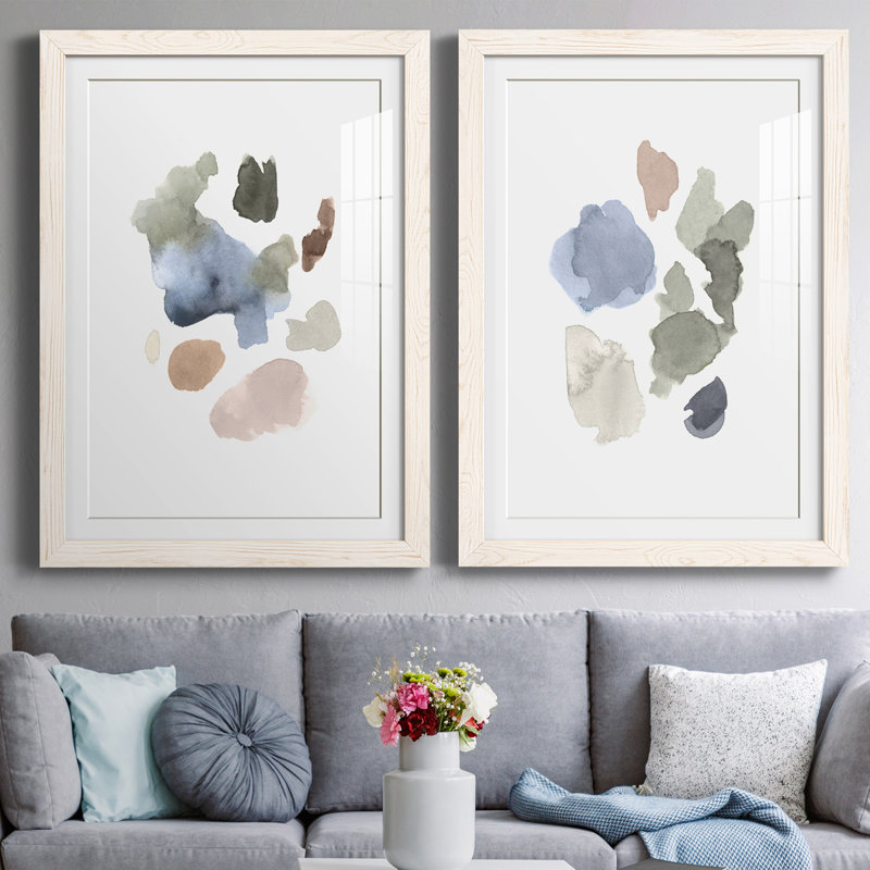 Fresh Start I - ensemble de 2 peintures encadrées, H 37,5 po x l 27,5 po x P 1 po, Cadre blanc
