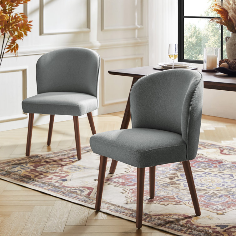 Palmdale Mid-Century Modern Upholstered Dining Chair with Solid Wood Leg