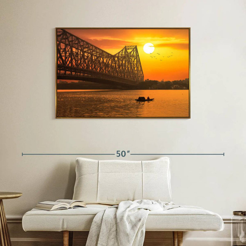 Pont Howrah, Cadre flottant doré, 40 po x 27 po