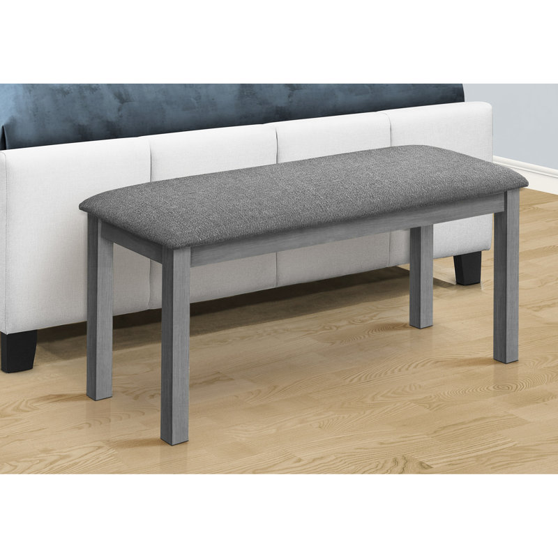 Grey Upholstered 42" Rectangular Bench For Kitchen - Transitional Design, Solid Wood Construction, Thick Foam Comfort Rectangular, Upholstered, Transitional, Wood, Padding A Spacious And Comfortable