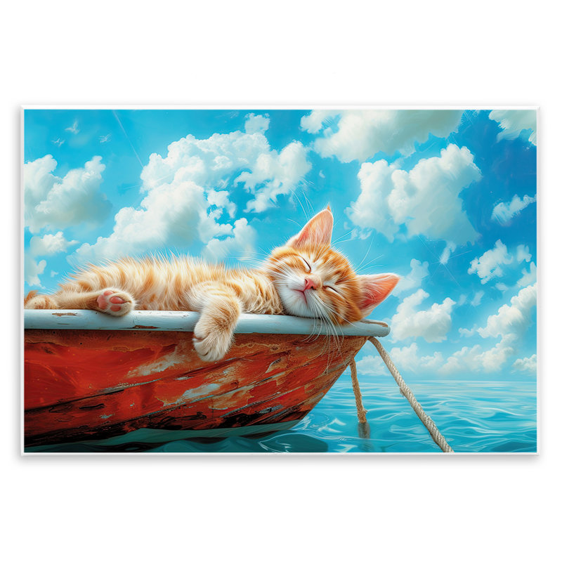 Plaque murale «Sleeping Cat on Boat», par Parable Visions, H 10 po x l 15 po