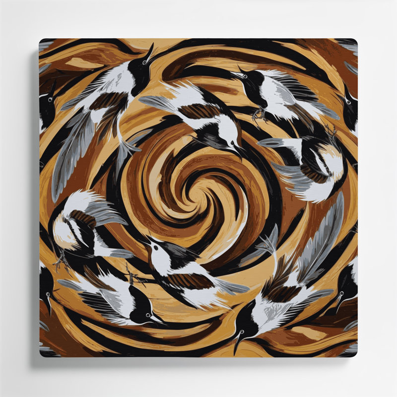 Oiseaux, art mural brun, H 32 po x l 32 po