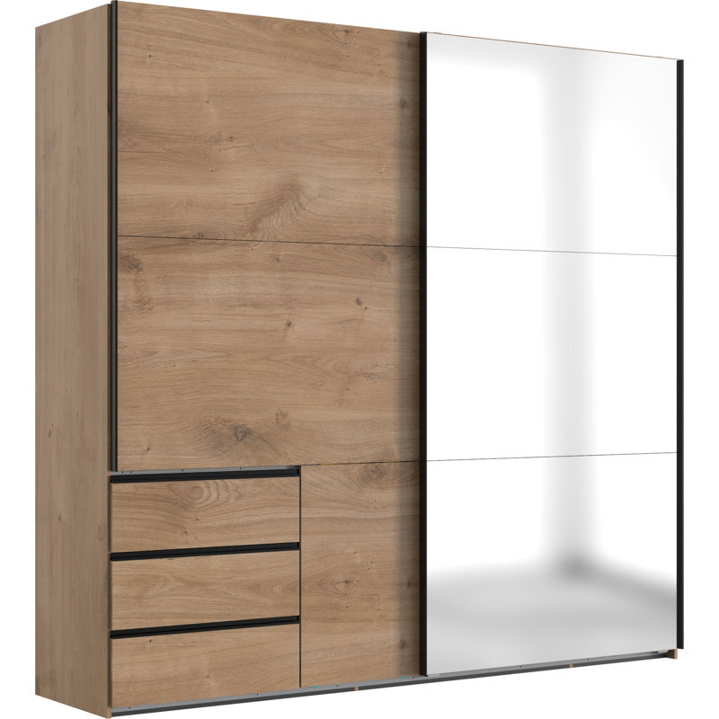 Guardino 2 Door Wardrobe, 236cm H x 250cm W x 65cm D, Plank Oak