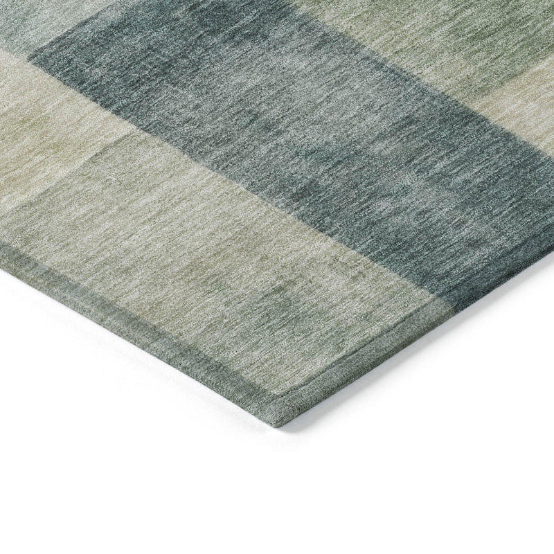 Seafoam Geometric Flat Woven 9' x 12' Synthetic Rug