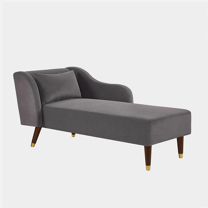 Jibria Modern Chaise Lounge Chair, Gray Velvet