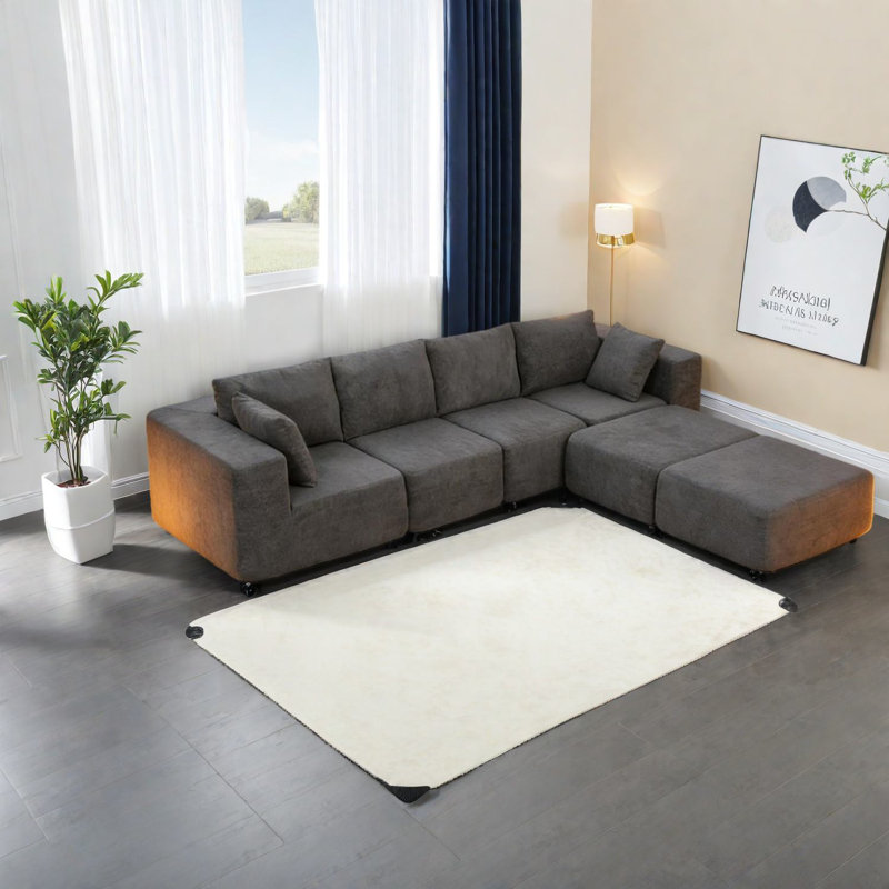Canapés modulaires peu encombrants, confort en velours, style moderne gris foncé