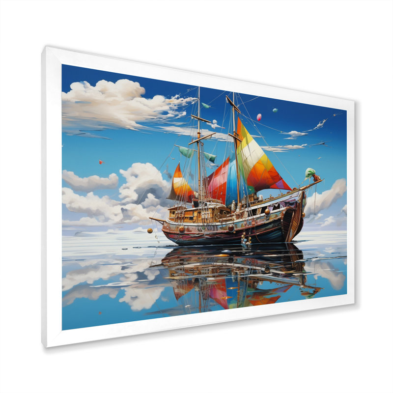 Baoan Boat surreal Sailings - Reproduction, H 30 po x l 40 po x P 1,5 po, Cadre simple blanc