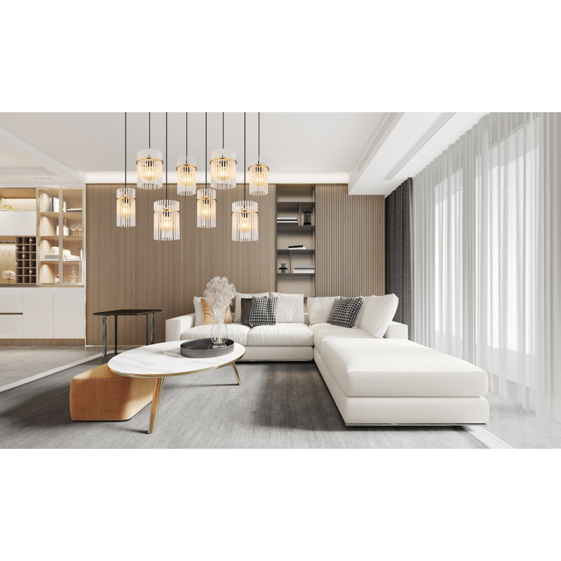 Decole 8 - Light Pendant, Gold colours, Clear