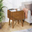 Table de chevet moderne Mid-Century avec 2 tiroirs, table de bout en bois massif, quincaillerie laiton rétro-108812892