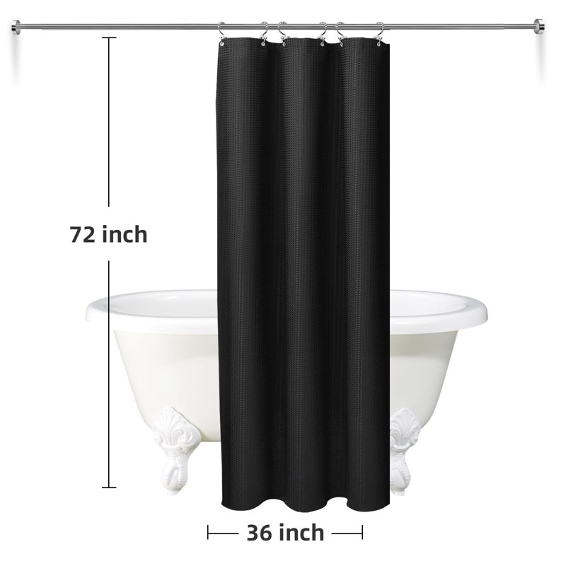 Ensemble de doublure de rideau de douche à deux niveaux PEVA avec 12 crochets en acier inoxydable, Noir