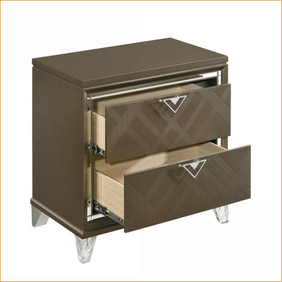 Table de chevet 2 tiroirs Dark Champagne