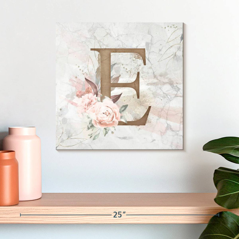 Tergel Floral E Monogram, 16" H x 16" W