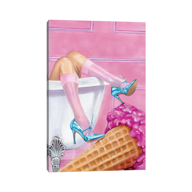 Pink Ice Creame 1 Piece Painting on Canvas, 101.6 cm H x 66.04 cm W x 1.91 cm D, Wrapped Canvas