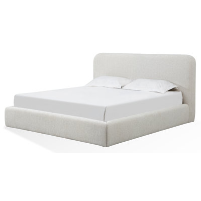 Elora Upholstered Platform Bed In Whitewashed Chenille