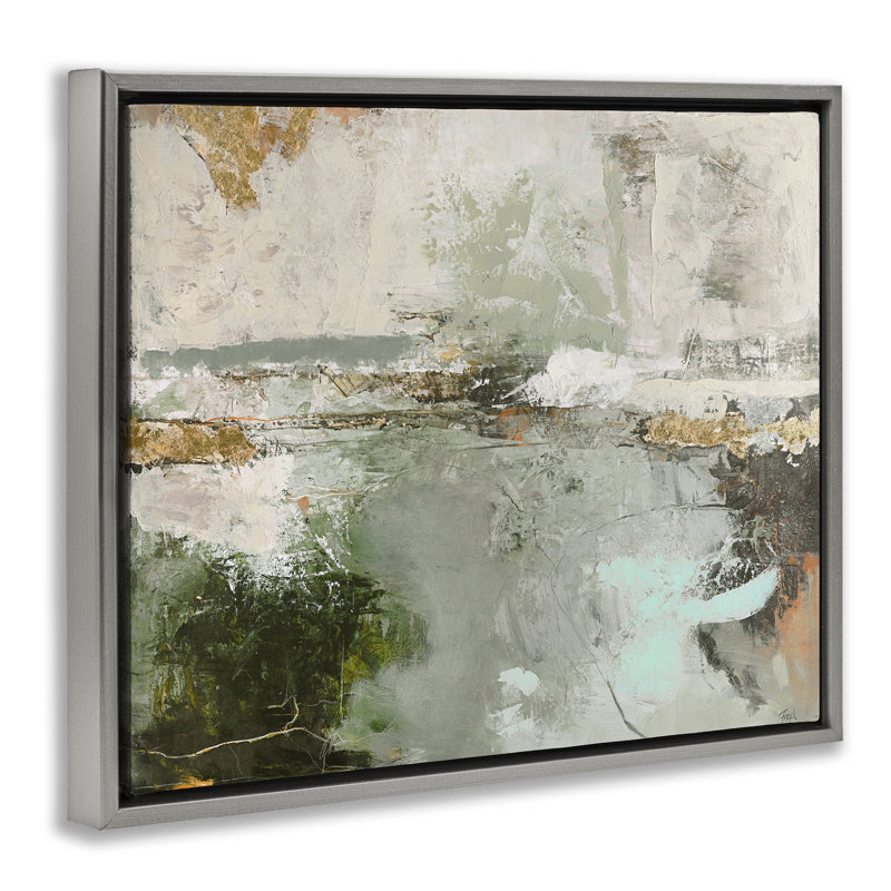 «Abstract Seascape Landscape», art mural encadré flottant par Design Fabrikken, Cadre flottant gris lustré, H 17 po x l 21 po