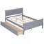 Structure de lit double avec tiroirs de rangement, lit plateforme en bois avec tête de lit gris-129619114-129619118