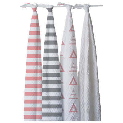 4-Piece Striped Swaddle Blanket Set – Soft Rayon from Bamboo