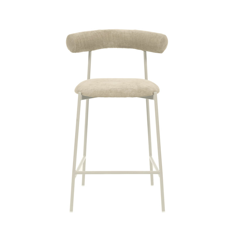 Tabouret de bar et de comptoir en velours Geraldina, Taupe, Tabouret de comptoir (siège d'une hauteur de 25,4