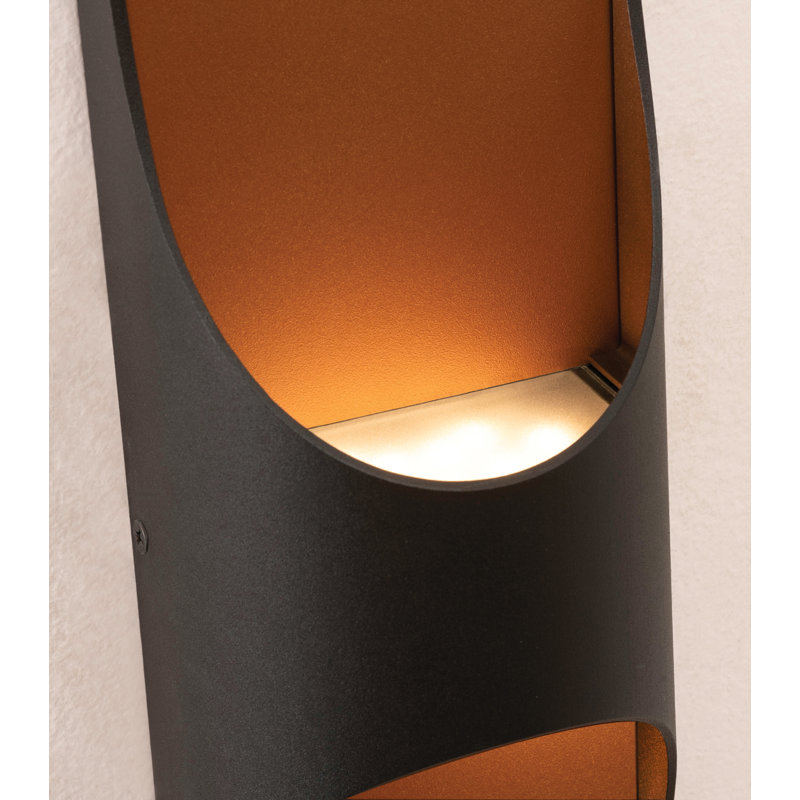 Plafonnier encastré d'extérieur à DEL 2 lumières noir / brun Eliso, H 18 po x l 4,5 po x P 3 po, 24