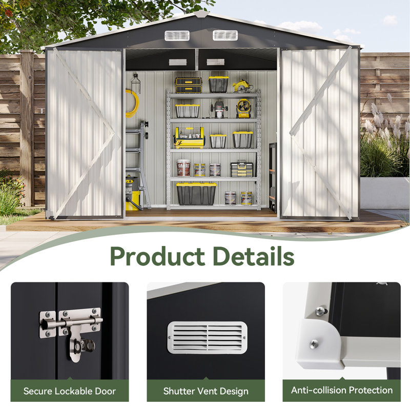 10 ft. W x 8 ft. D Metal Storage Shed