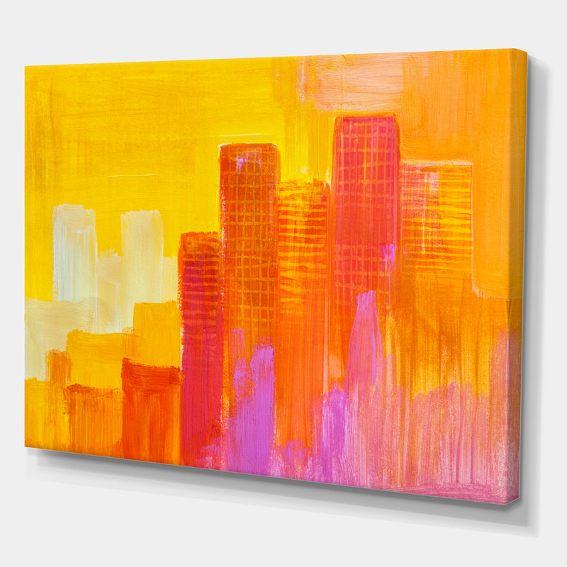Cityscape of Skyscrapers in Modern City III - reproduction d'art sur toile, H 36 po x l 46 po x P 1,5 po, Toile tendue