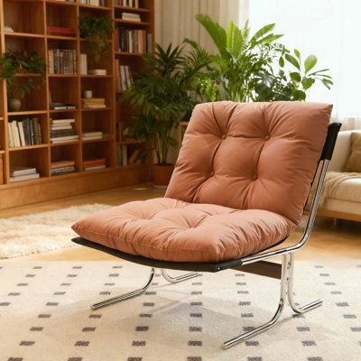Fauteuil en cuir - dossier haut et assise profonde - brun