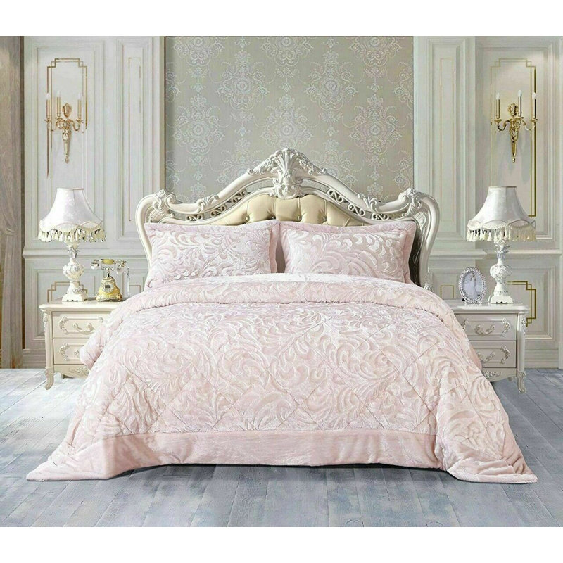 Holm Polyester Bedspread with Pillow Shams, 255 x 275 cm Bedspread, Pink