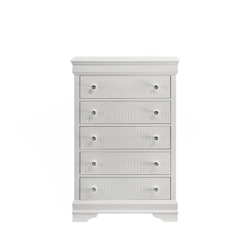 Commode 5 tiroirs de style moderne en bois blanc
