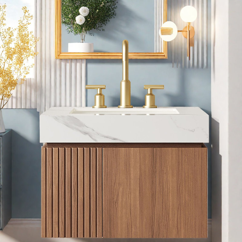 Meuble-lavabo moderne (avec meuble-lavabo et lavabo) avec rangement, 24 po