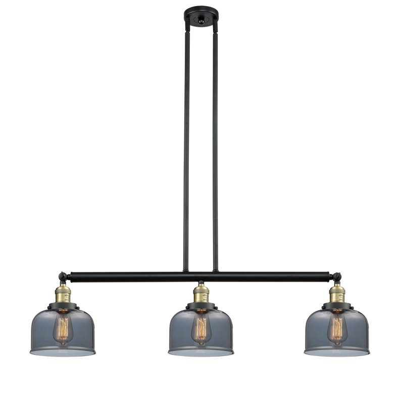 Bell - 3 Light 41" - Stem Hung Island Light, Black Antique Brass, Plated Smoke, 2200K