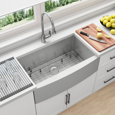 Blenzia 36 Inch Farmhouse Apron Front 16 Gauge Stainless Steel Single Bowl Kitchen Sink 36" x 21" x 10"