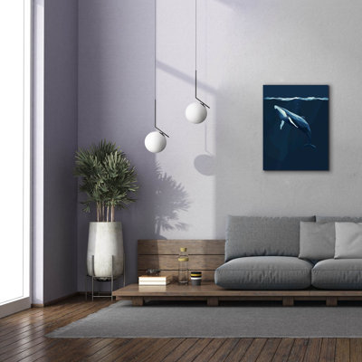Epic Graffiti 'Whale Blue Minimalist Design' by Momart Canvas Wall Art