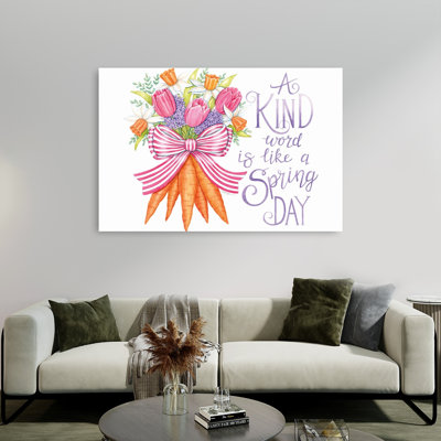 Carrot Bouquet Contemporary Daffodil Tulip Fruit Spring Wall Art Print 1 Piece Wrapped Canvas Wall Art