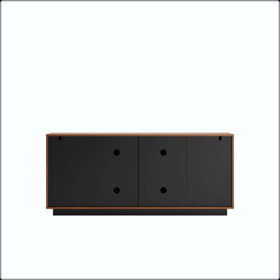Mid-Century Sideboard with 3D Triangular Doors and Floating Base