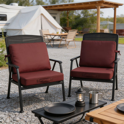 Coussin carré imperméable pour chaise d'extérieur 19×19×3 avec passepoil, ensemble de 2