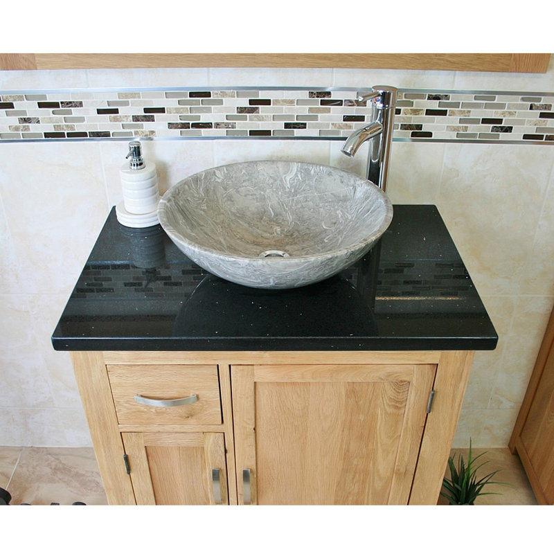 Tanglewood 750 mm Freestanding Single Vanity with Vessel Stone Basin, Grey