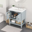 Lavabo de salle de bain moderne élégant en céramique 30 po avec tablette en bois massif-1167641618