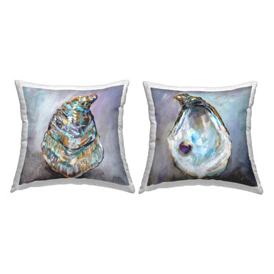 Coussin Nautical Oyster Shells imprimé par Jeanette Vertentes (ensemble de 2)