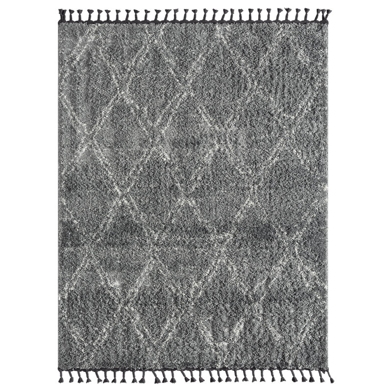 Tapis gris et ivoire Alejandrina, Rectangle 5 pi 3 po x 7 pi 6 po