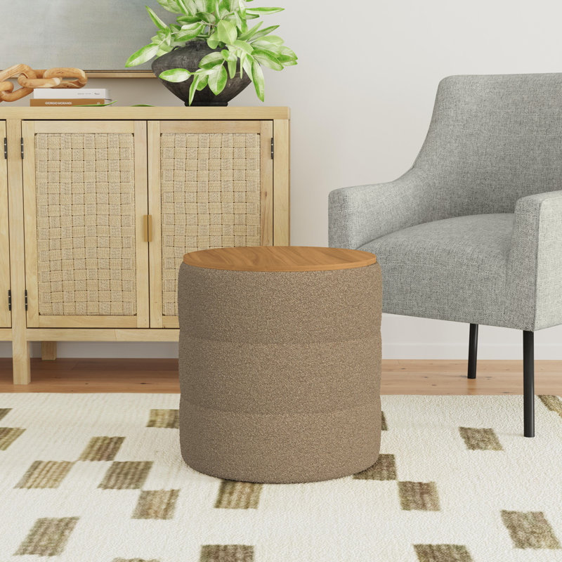 Repose-pieds avec rangement Homepop, Bouclette brune
