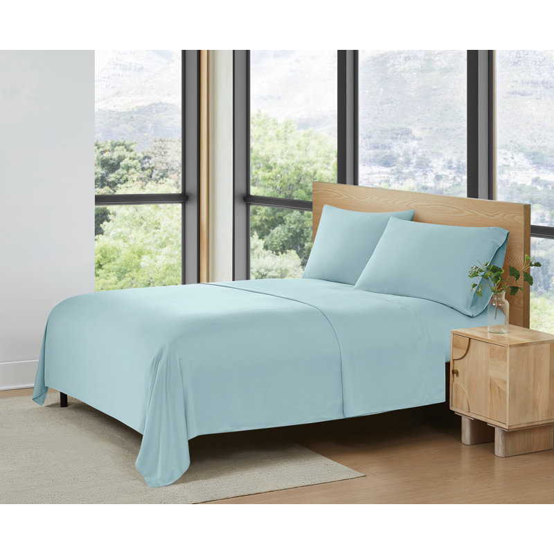 Frye 300 Thread Count Bamboo Sheet Set, Queen Sheet Set, Sky Blue