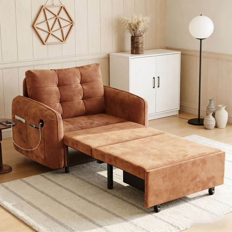 3-in-1 Sleeper Chair Bed, Orange