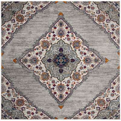 Christa Oriental Gray/Cream/Fuchsia/Sapphire/Gold Area Rug